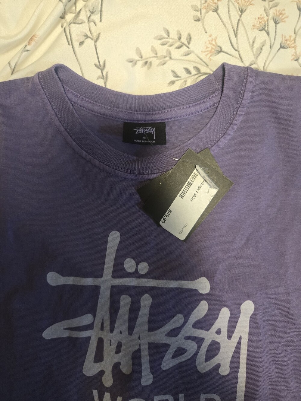 Stussy Purple Graphic Crewneck T‑Shirt